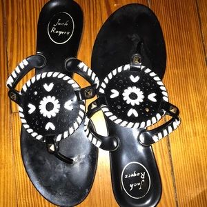 Jack Rodgers black jelly sandals size 8